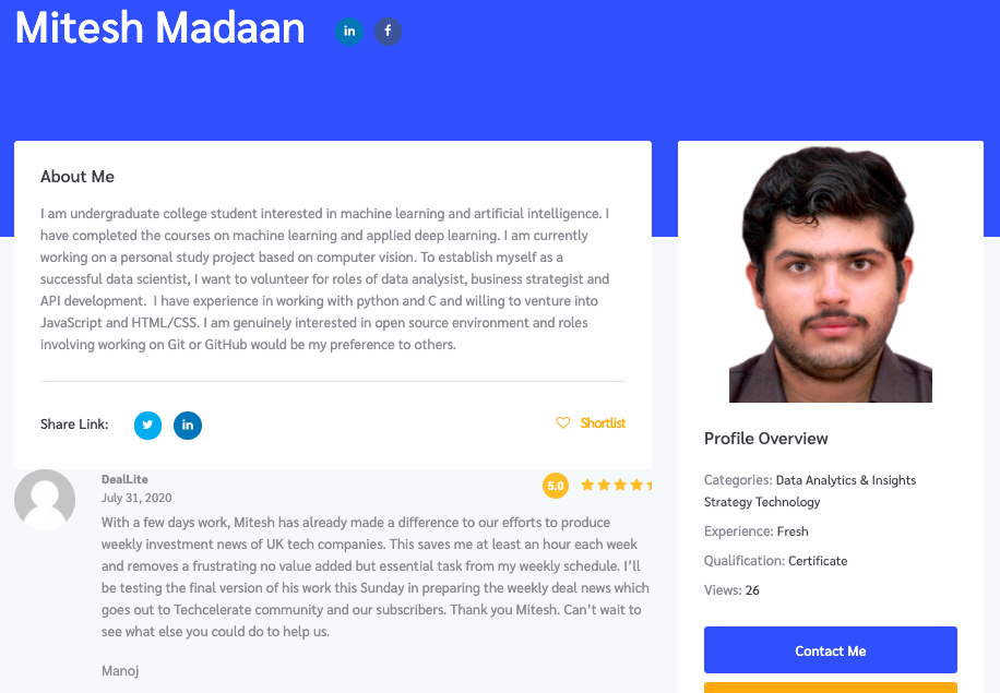 Review of Mitesh Madaan